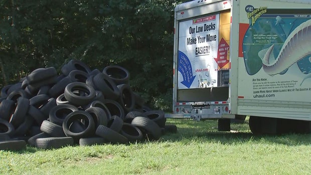 U-Haul gets stuck in mud after illegally dumping hundreds of in Philadelphia's Fairmount Park