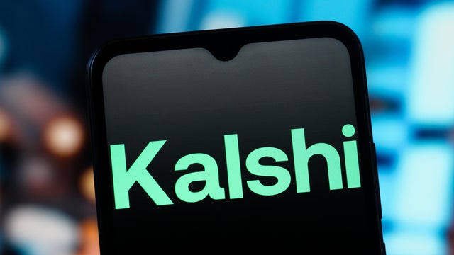 In this photo illustration, the Kalshi logo is seen 