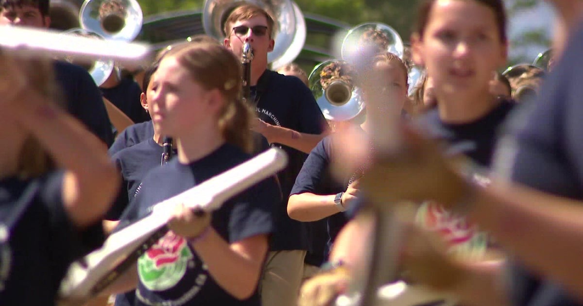 Rosemount marching band performs the first day of the fair, an opening act for the Tournament of Roses in January