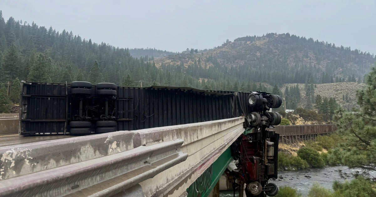 Overturned big rig blocks eastbound Interstate 80 in Nevada County