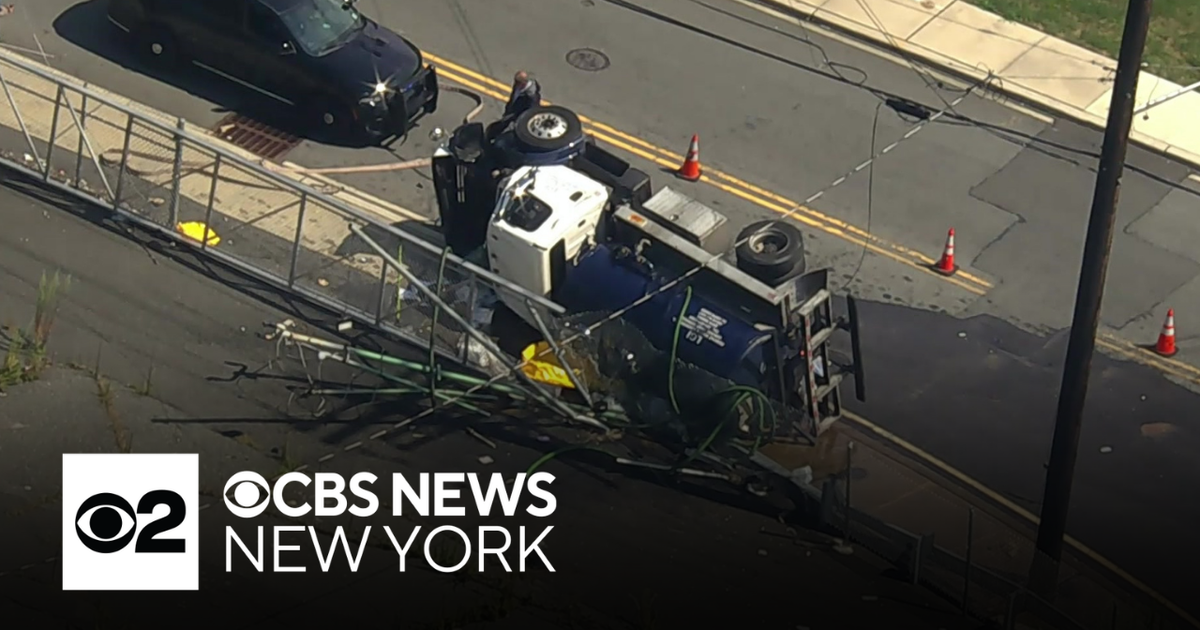 Tanker truck spills grease across New Jersey road after flipping