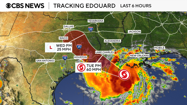 Map shows the path of Tropical Storm Edouard 