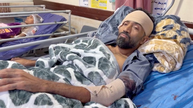 Injured victims lie in hospital beds following an attack at a wedding near Sirik, a coastal area on the Strait of Hormuz, Sept. 2, 2026, in this screengrab taken from a handout video. 