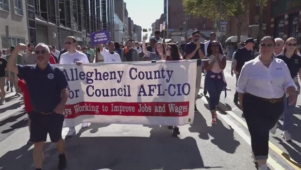 Union members march in Pittsburgh's Labor Day Parade, one of the nation's largest