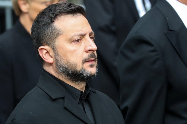 Ukraine's President Volodymyr Zelenskyy follows the coffin for Norway's King Harald in a funeral procession for the late king in Oslo, Norway, Sept. 9, 2026. 