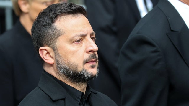 Ukraine's President Volodymyr Zelenskyy follows the coffin for Norway's King Harald in a funeral procession for the late king in Oslo, Norway, Sept. 9, 2026. 