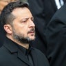 Ukraine's President Volodymyr Zelenskyy follows the coffin for Norway's King Harald in a funeral procession for the late king in Oslo, Norway, Sept. 9, 2026. 