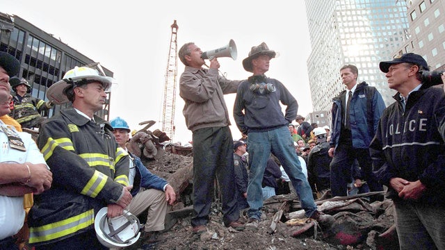 Bush Speaks At Ground Zero in 2001 