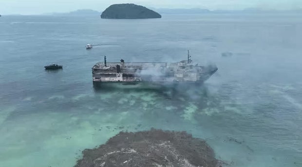 Philippine ferry catches fire, killing at least 5, leaving dozens missing 