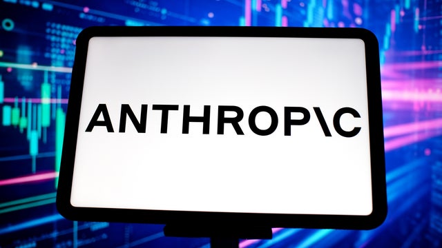 In this photo illustration, the Anthropic logo is seen 