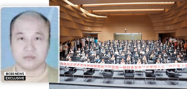 A 2019 photo of Xu Bo, and a photo he posted showing over 100 young children 