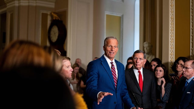 Senate Majority Leader John Thune during a news conference at the U.S. Capitol in Washington, D.C., on Tuesday, Aug. 4, 2026. 