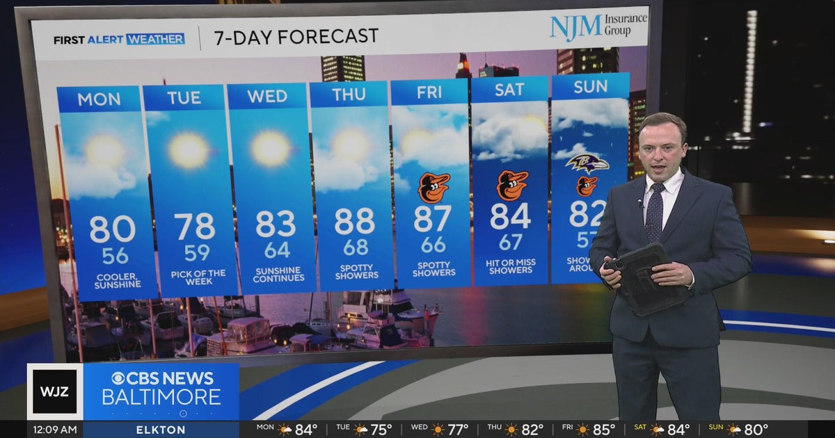 Cooler and sunnier weather on Monday in Maryland