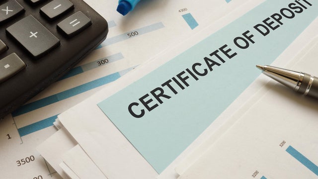 certificate of deposit CD is shown on the conceptual business photo 