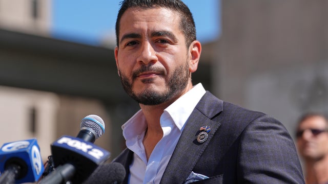 Abdul El-Sayed speaks during a news conference on Aug. 5, 2026, in Detroit. 