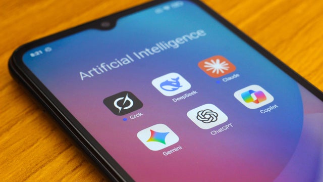 In this photo illustration, the Grok AI, DeepSeek (Deep Seek 