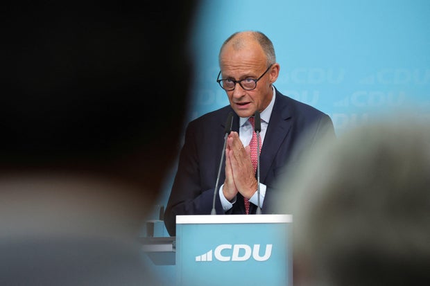 Germany's Merz rallies for his party's Berlin state elections top candidate Stefan Evers, in Berlin 