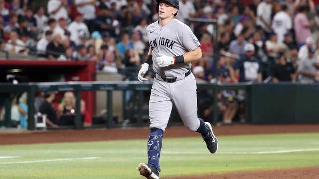 Ben Rice #22 of the New York Yankees runs the bases after hitting a solo home run against the Arizona Diamondbacks during the third inning at Chase Field on September 18, 2026 in Phoenix, Arizona. 