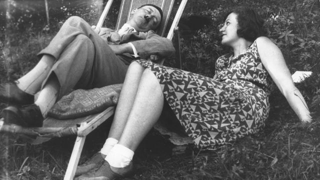 Adolf Hitler (left), German Nazi politician, in a deck chair next to is niece Angela (Geli) Raubal - around 1930 