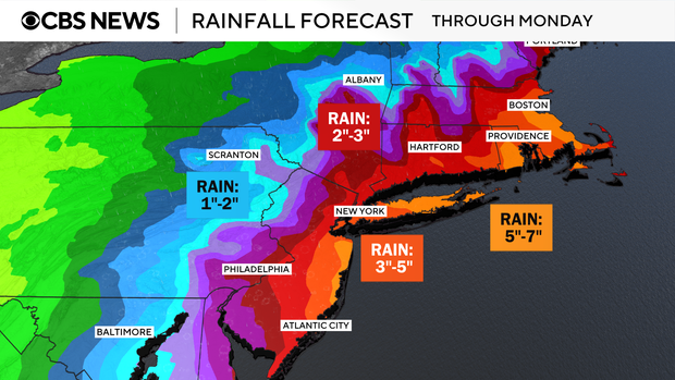 Nor'easter rainfall totals