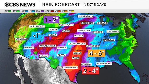 Map shows the rainfall forecast