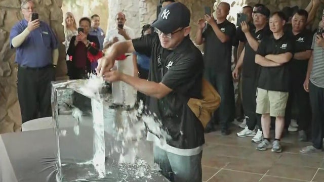 Ice carvers arrive at Gaylord Texan