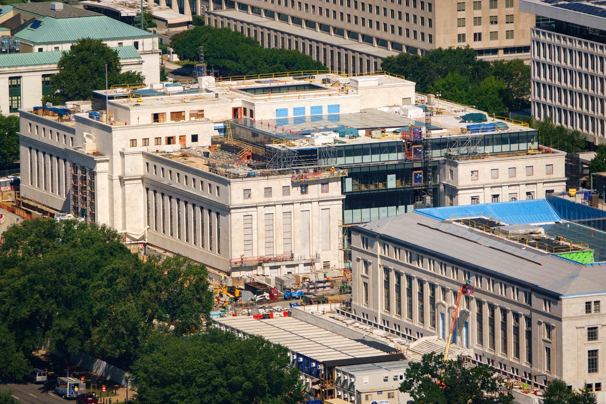 Construction on the Federal Reserve building in Washington on July 30, 2026.