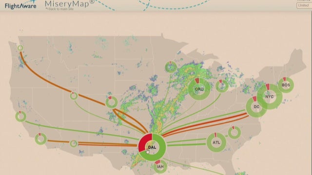 DFW International Airport leads nation in cancellations, delays as heavy rain moves in