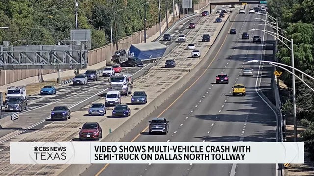 Video shows multi-vehicle crash with semi-truck on Dallas North Tollway