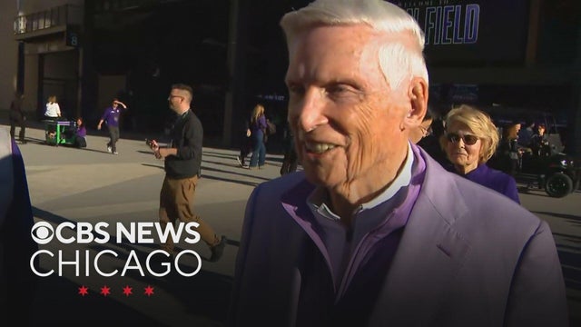 Pat Ryan speaks outside new Northwestern Ryan Field on opening day
