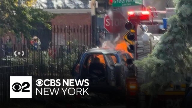 Stolen car found on fire after Brooklyn crash, police say