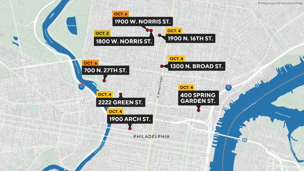 A map of the robbery locations