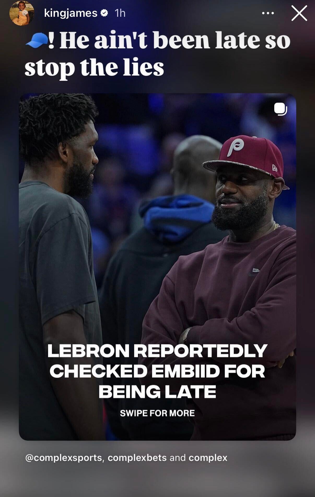 LeBron James disputes report he called out Joel Embiid for showing up ...