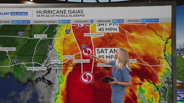 Category 3 Hurricane Isaias expected to hit Gulf Coast on Friday night