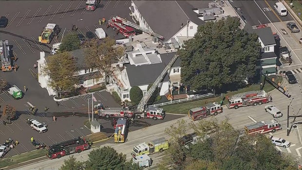 Crews and firetrucks at the William Penn Inn 
