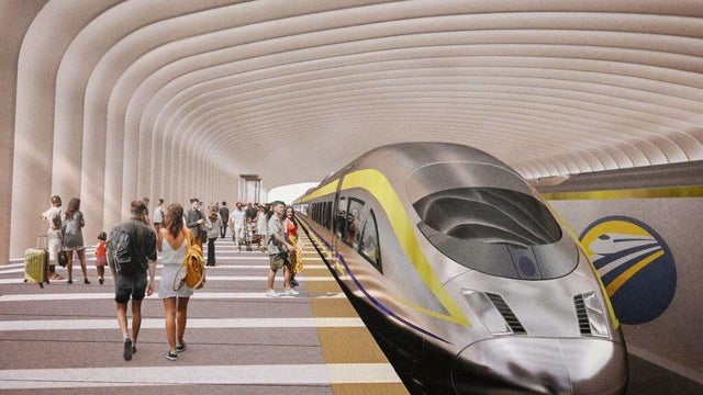 Rendering of a California high-speed rail train 