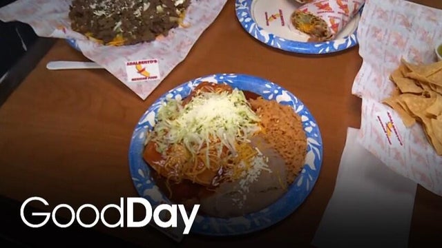 Grabbing a bite at Adalberto's Mexican food!