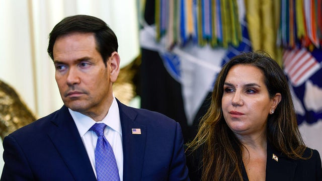 Secretary of State Marco Rubio and Lebanese Ambassador Nada Hamadeh Moawad stand in the Oval Office at the White House on April 23, 2026. 