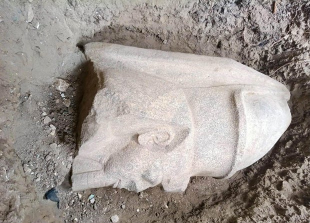 Pieces of statues for King Ramses II were discovered when a farmer's land was turned into an archaeology dig. 