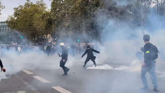 Watch: French student protests turn chaotic