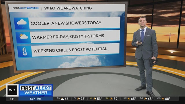 Cooler Thursday in Maryland, warmer Friday with potential storms