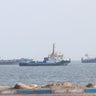 Vessels in the Strait of Hormuz near the beach of Bandar Abbas 