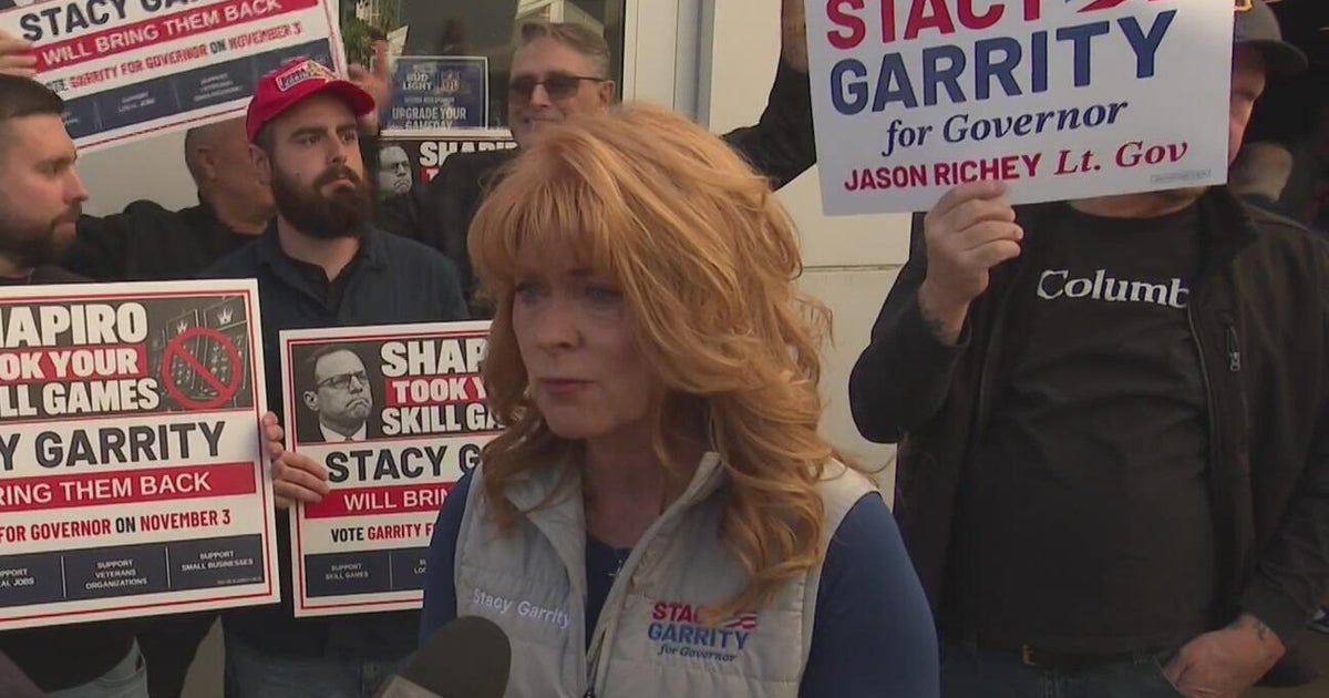 Stacy Garrity stands with skill game operators at rally in Pittsburgh area
