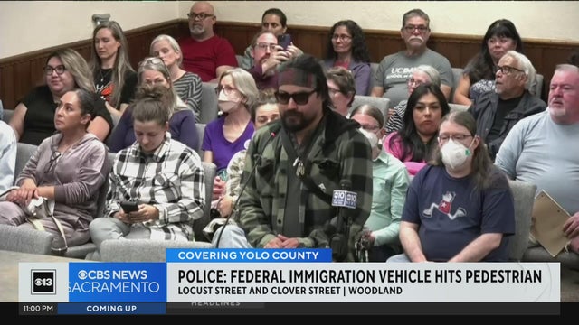 Community shows support at city hall for man hit by federal immigration vehicle in Woodland