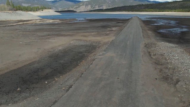 Drought reveals old highway underneath reservoir in Colorado high country