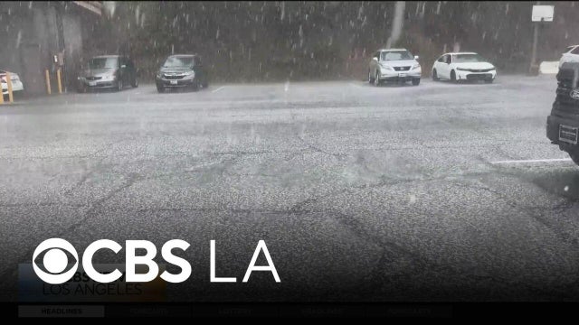 Extreme weather in the Inland Empire with hail in Crestline