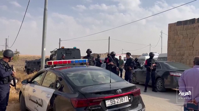 Security forces are seen after an attack on a Greek Orthodox church in Jordan's Karak governorate, Oct. 23, 2026, in a screengrab from video footage. 