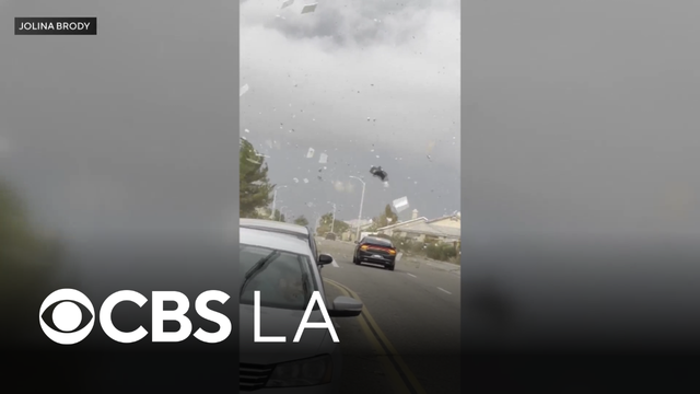 Possible landspout sends trash cans and debris flying through Victorville
