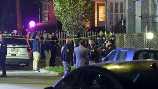 Police flashing lights at crime scene 