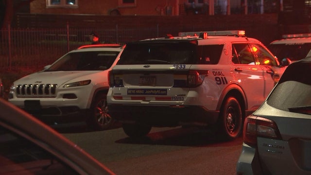 A police car near the scene of a reported robbery on North 6th Street in Philadelphia 